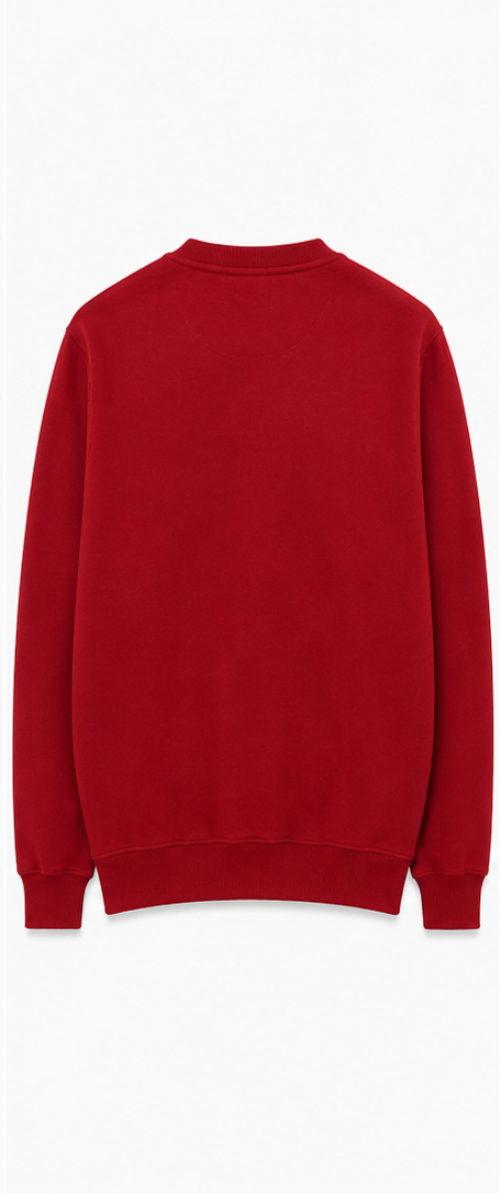 Back view of plain red Juventus crew neck sweatshirt